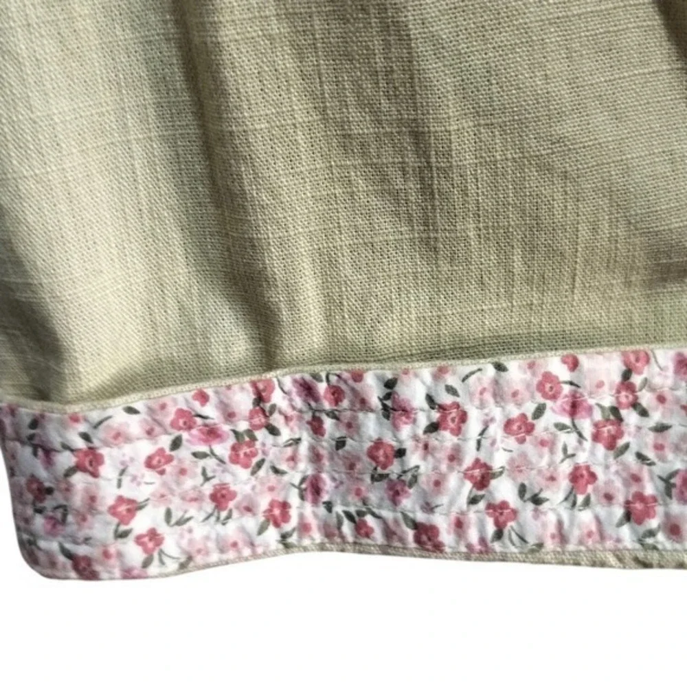 J. Jill beige/yellow 100%‎ Cotton 3/4 Sleeve Floral Trim Jacket Womens 14 Petite